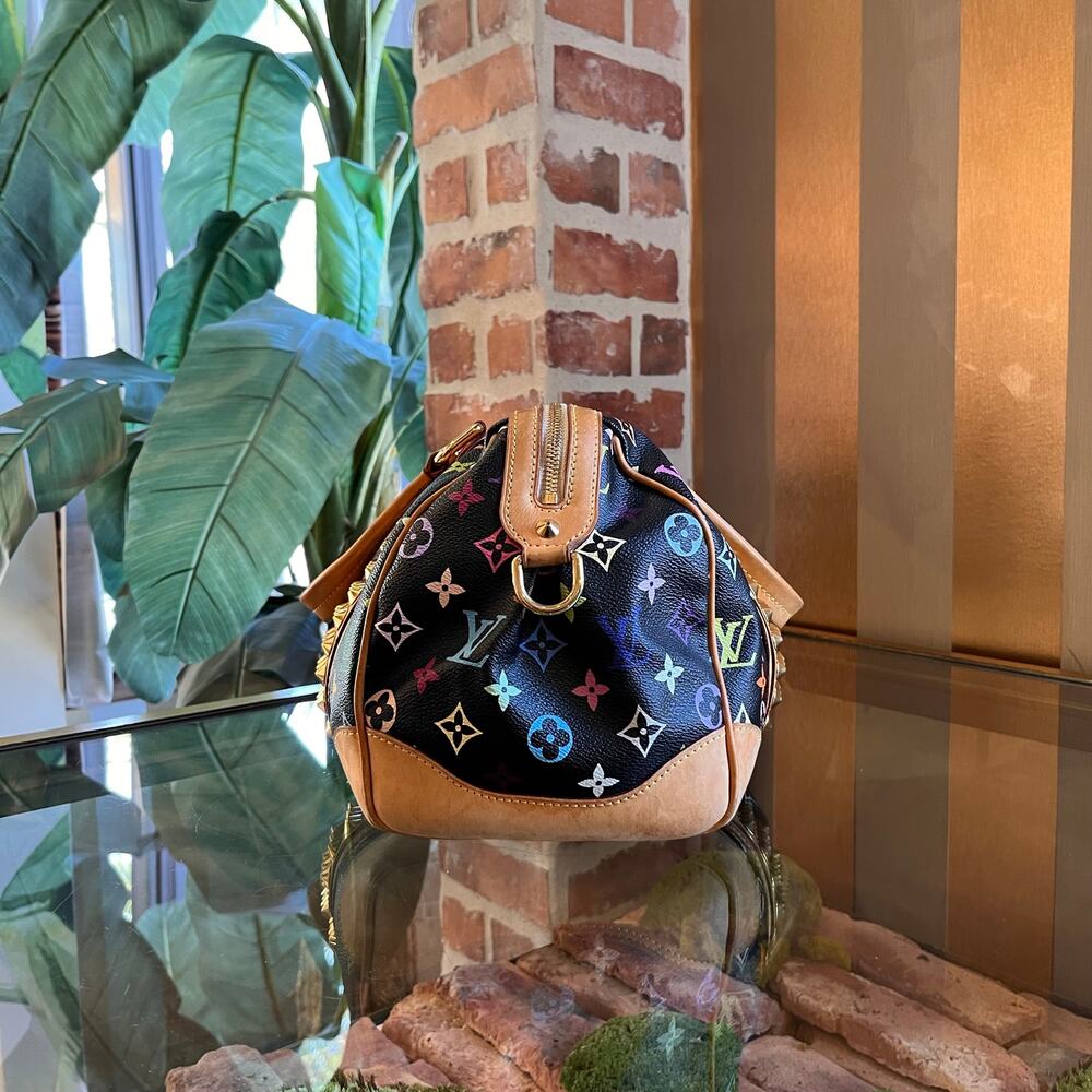 LOUIS VUITTON Courtney MM Black Monogram Multicolor Canvas Satchel Bag - Picture 3 of 16